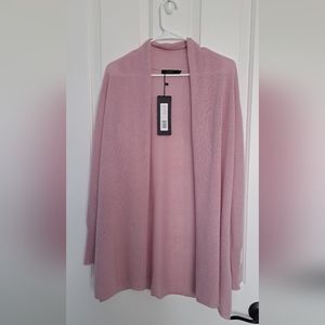 NWT Lusso dusty pink 100% Cashmere cardigan, size L